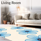 Sky Blue Floral Field Rug