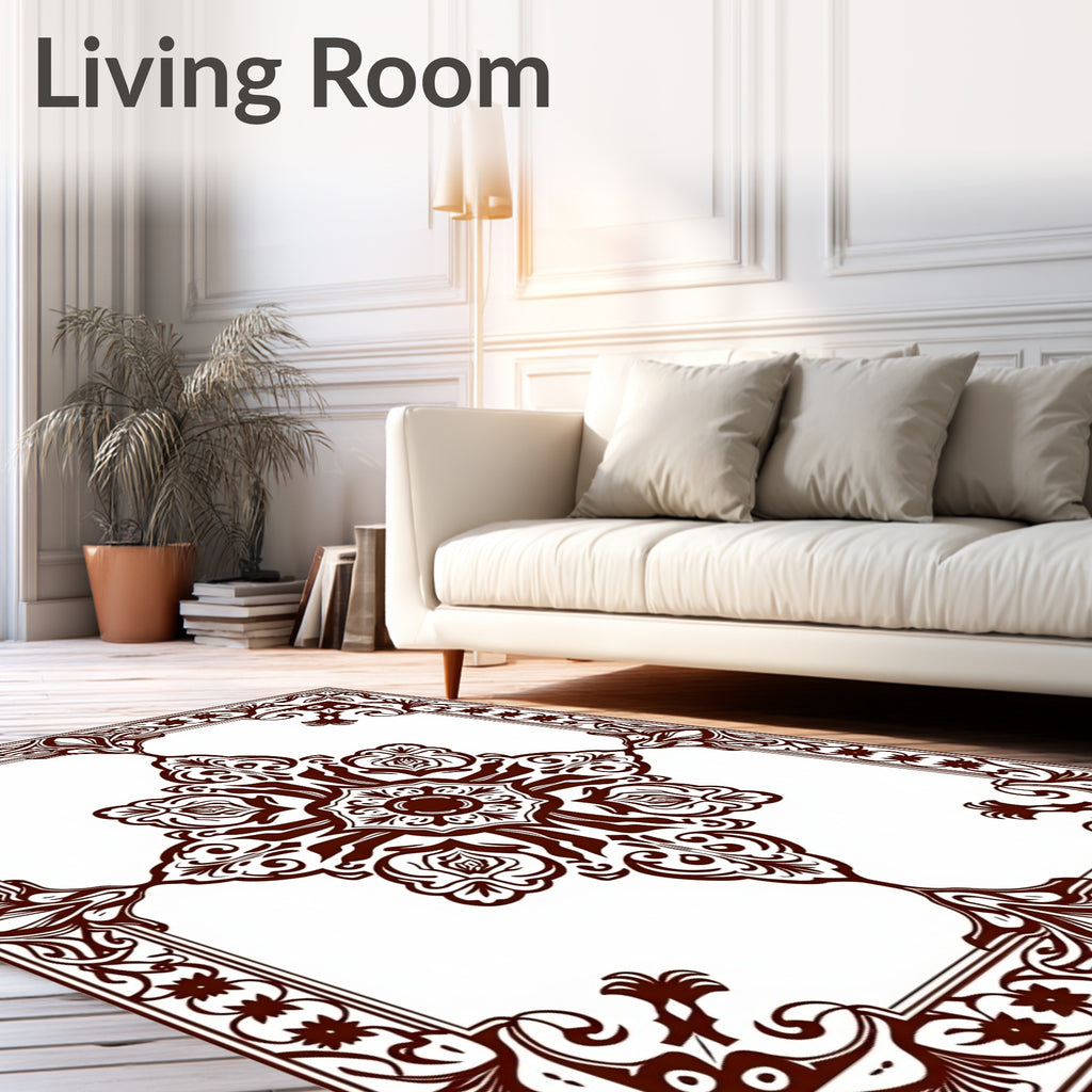 Classic Brown Medallion Border Rug