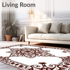 Classic Brown Medallion Border Rug