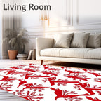 Rustic Red Bird Tree Branch Collage Rug