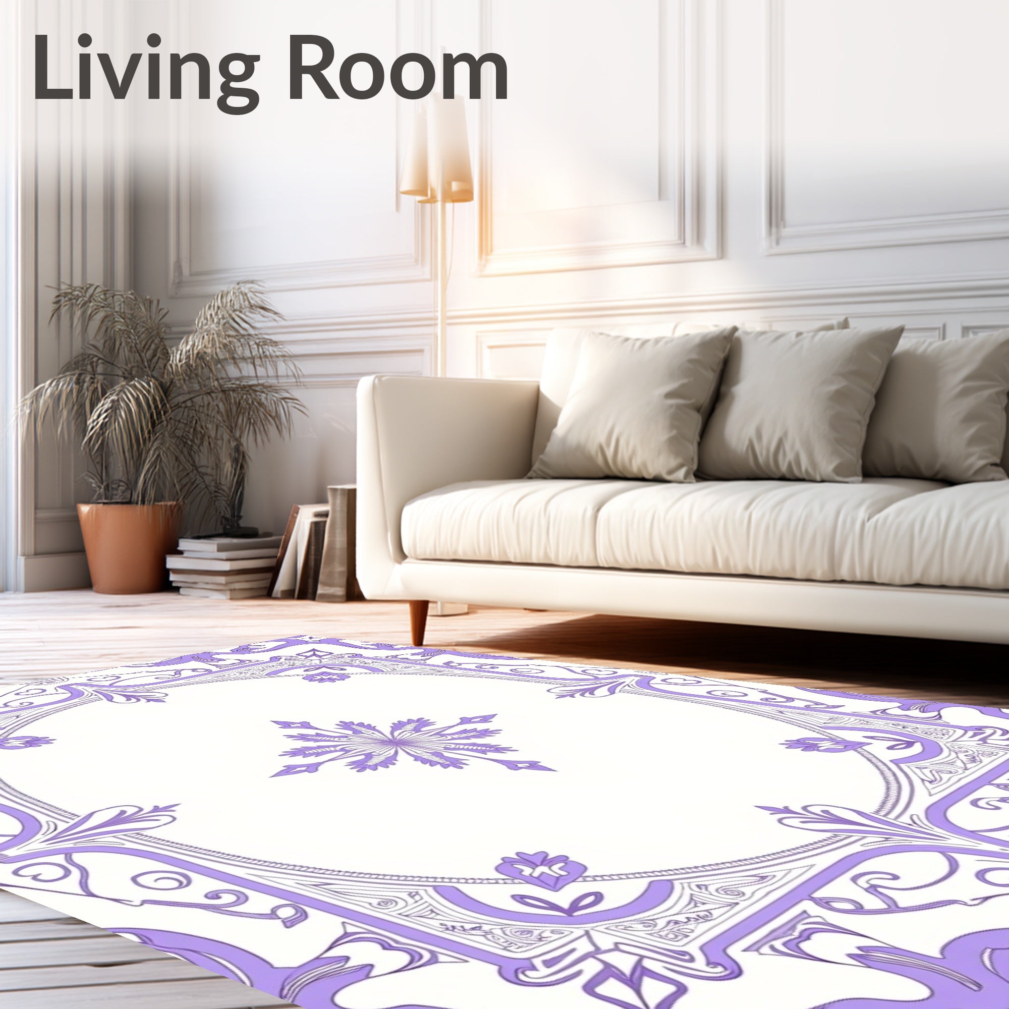 Lavender Baroque Floral Medallion Rug