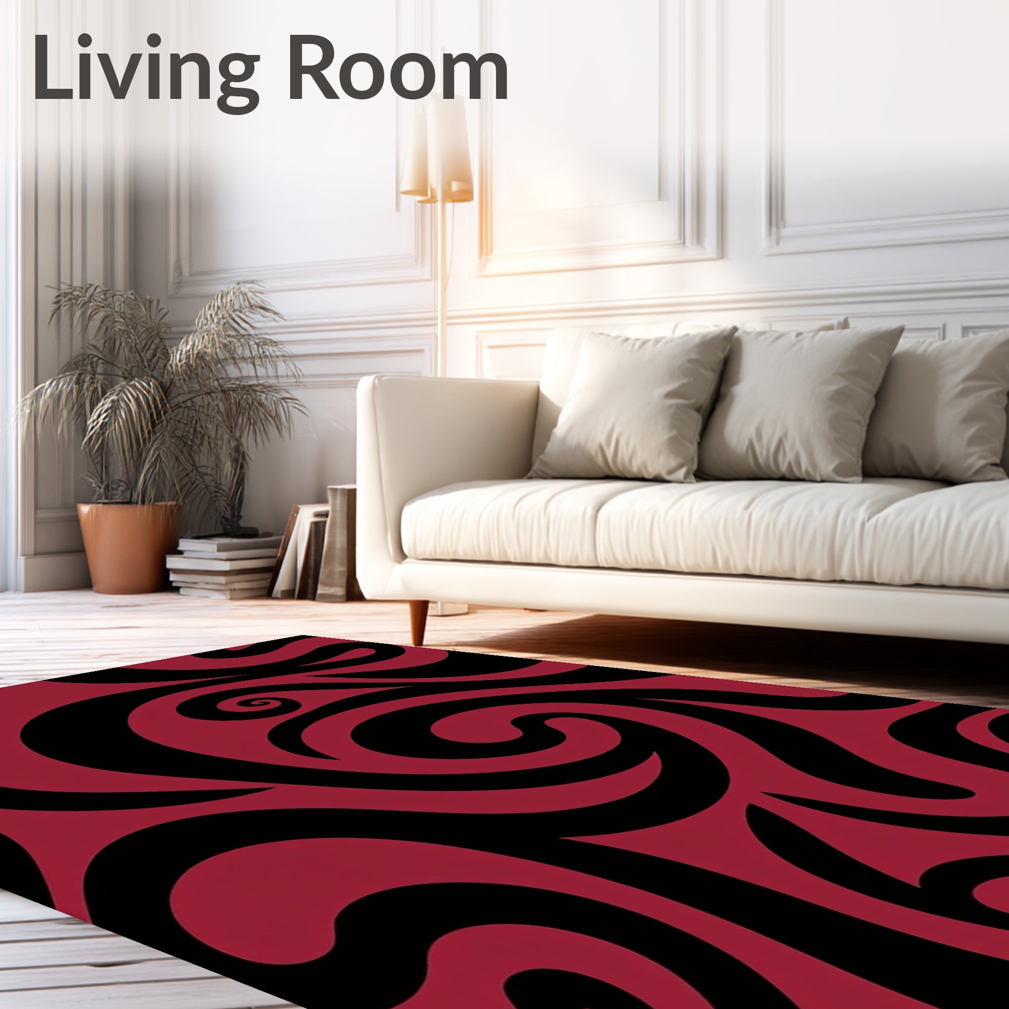 Deep Crimson Swirl Organic Rug