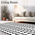 Black White Tall Columnal Shapes Rug
