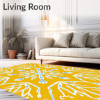 Golden Yellow Starburst Mandala Rug