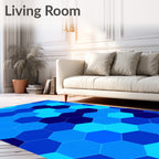 Deep Blue Hexagon Mosaic Rug