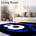 Bold White Eight Black Swirl Rug