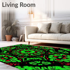 Vibrant Neon Floral Mandala Rug