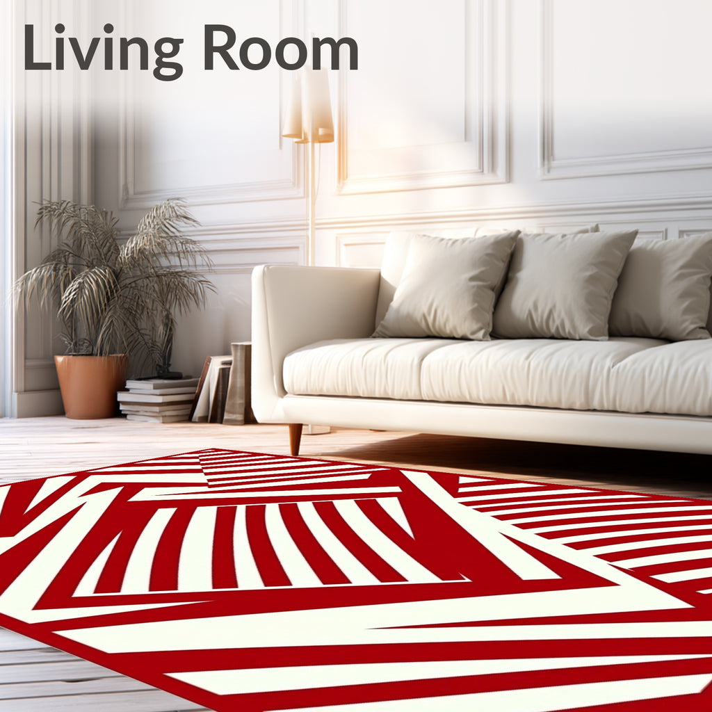 Bold Red Intersecting Lines Rug