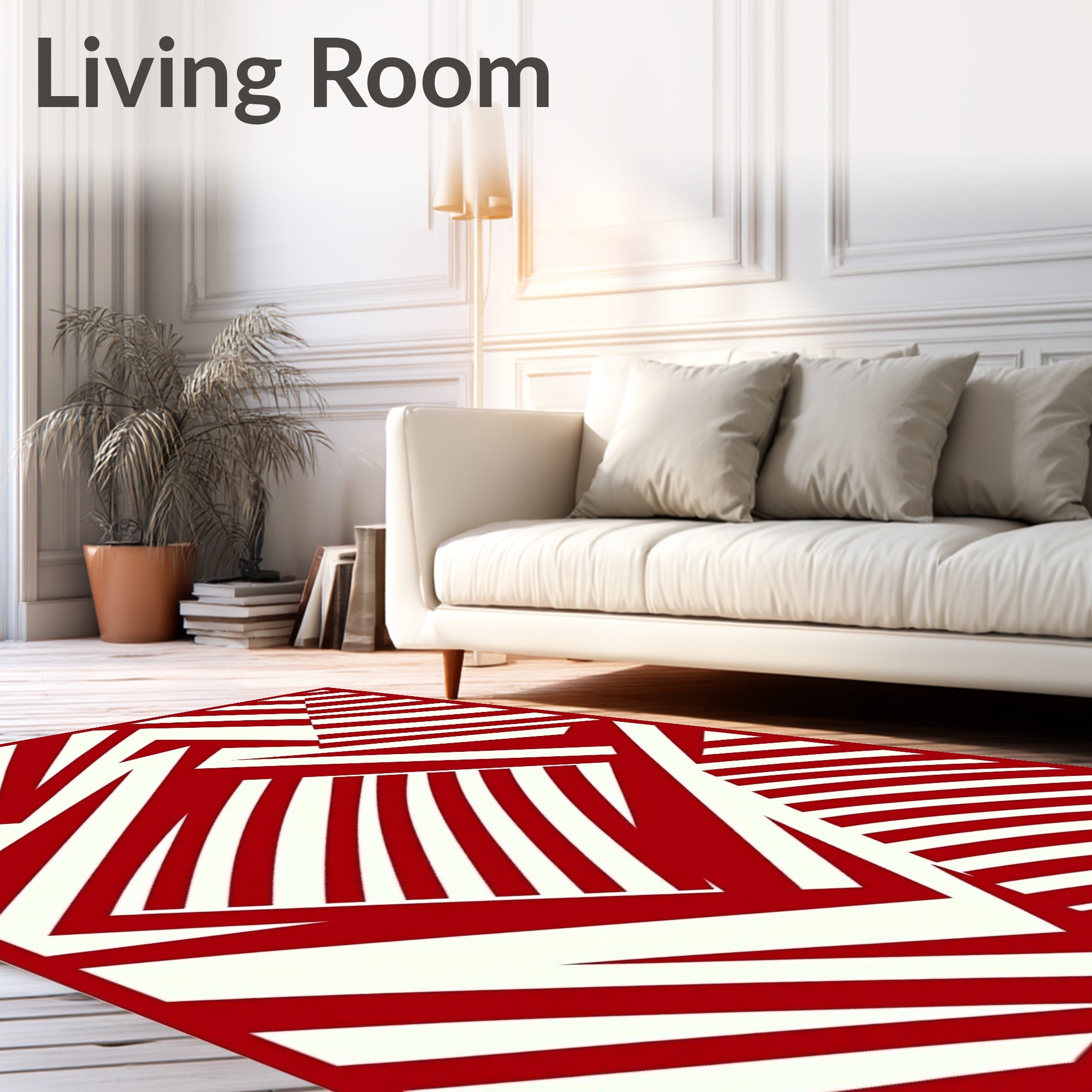 Bold Red Intersecting Lines Rug