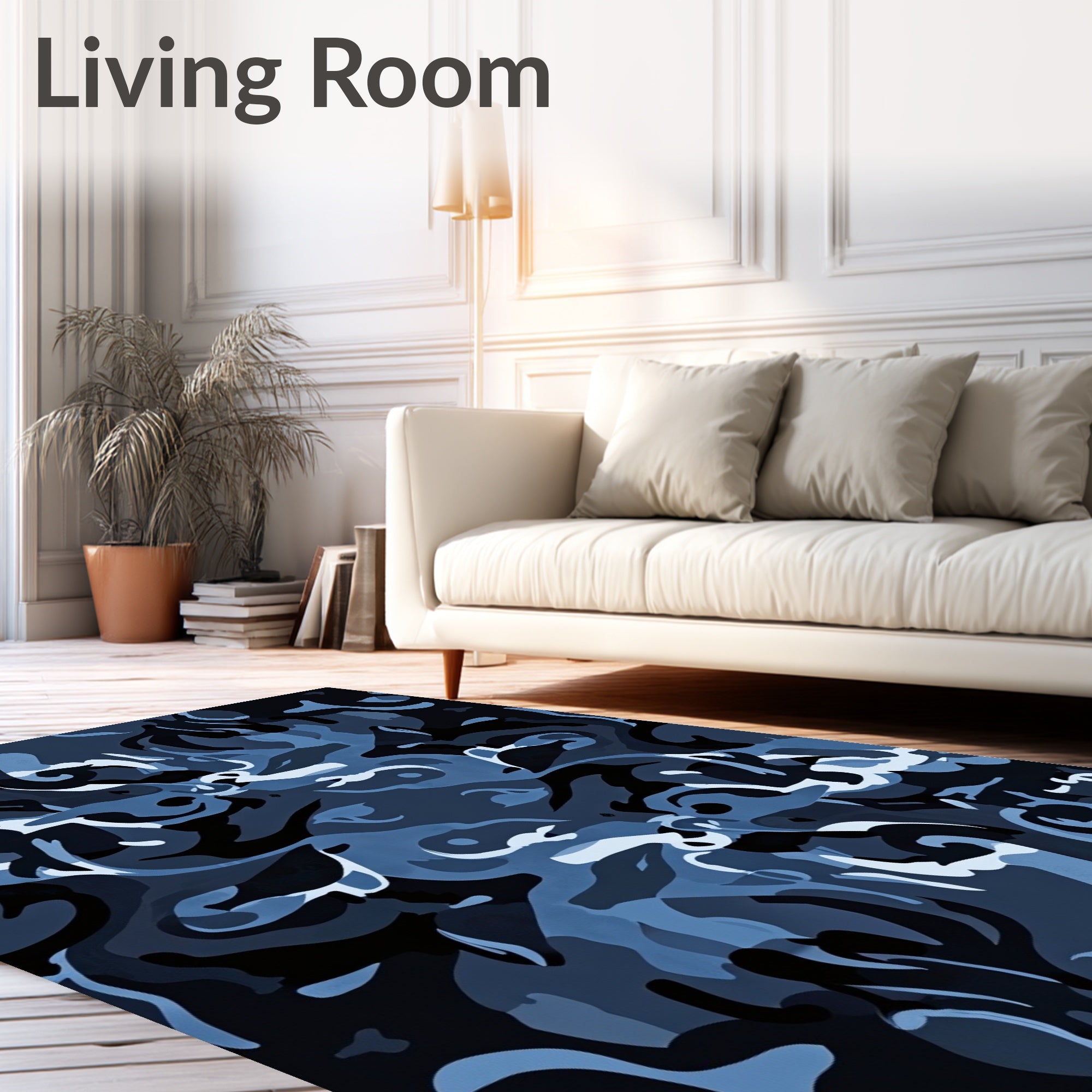 Navy Blue Urban Camouflage Splash Rug