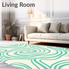 Aqua Swirl Cream Abstract Rug