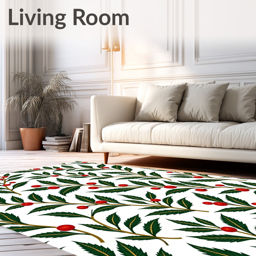 Crimson Berry Branch Foliage Rug