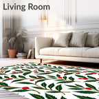 Crimson Berry Branch Foliage Rug