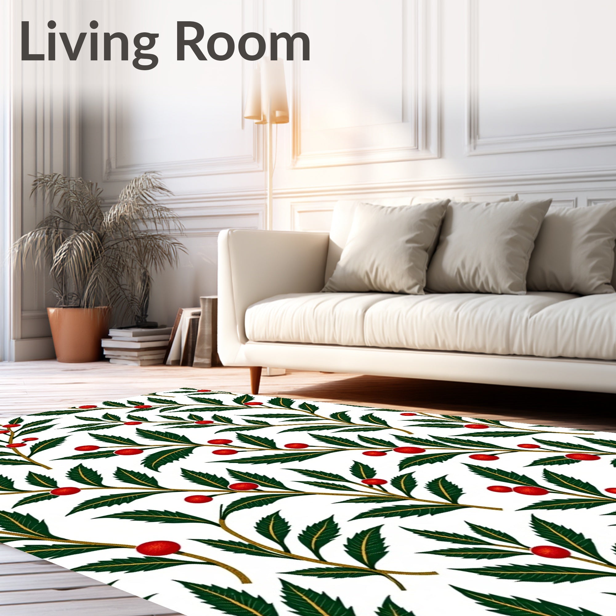 Crimson Berry Branch Foliage Rug