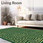 Emerald Green Golden Maze Labyrinth Rug