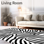 Striking Black White Wavy Lines Rug