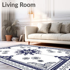 Grand Navy Floral Medallion Centerpiece Rug