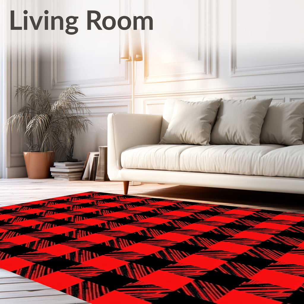 Chunky Red Black Buffalo Plaid Rug