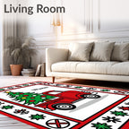 Red Vintage Truck Winter Christmas Tree Rug