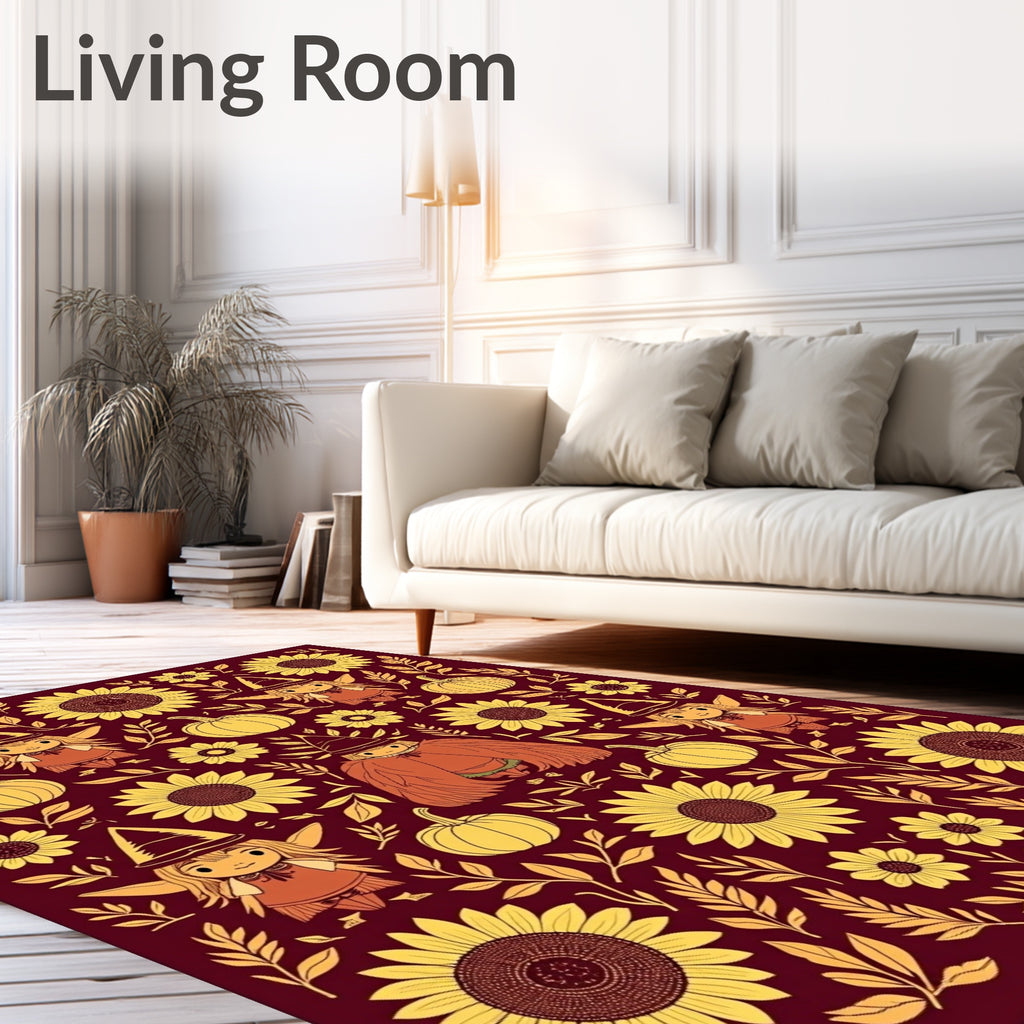 Golden Sunflower Witchy Autumn Medley Rug