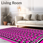 Hot Pink Geometric Abstract Repeating Rug