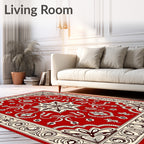 Crimson Cream Floral Central Medallion Rug