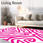 Vibrant Pink Abstract Organic Flow Rug