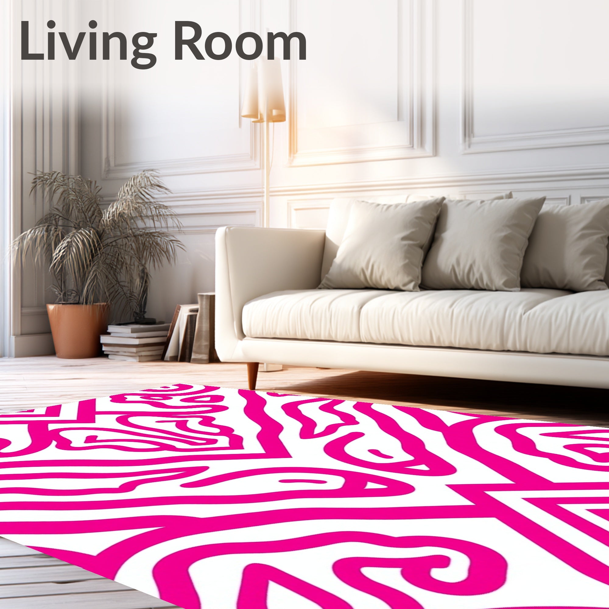 Vibrant Pink Abstract Organic Flow Rug