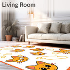 Playful Orange Cat Faces All Over Rug