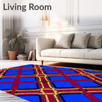 Crimson Cobalt Chain Lattice Rug