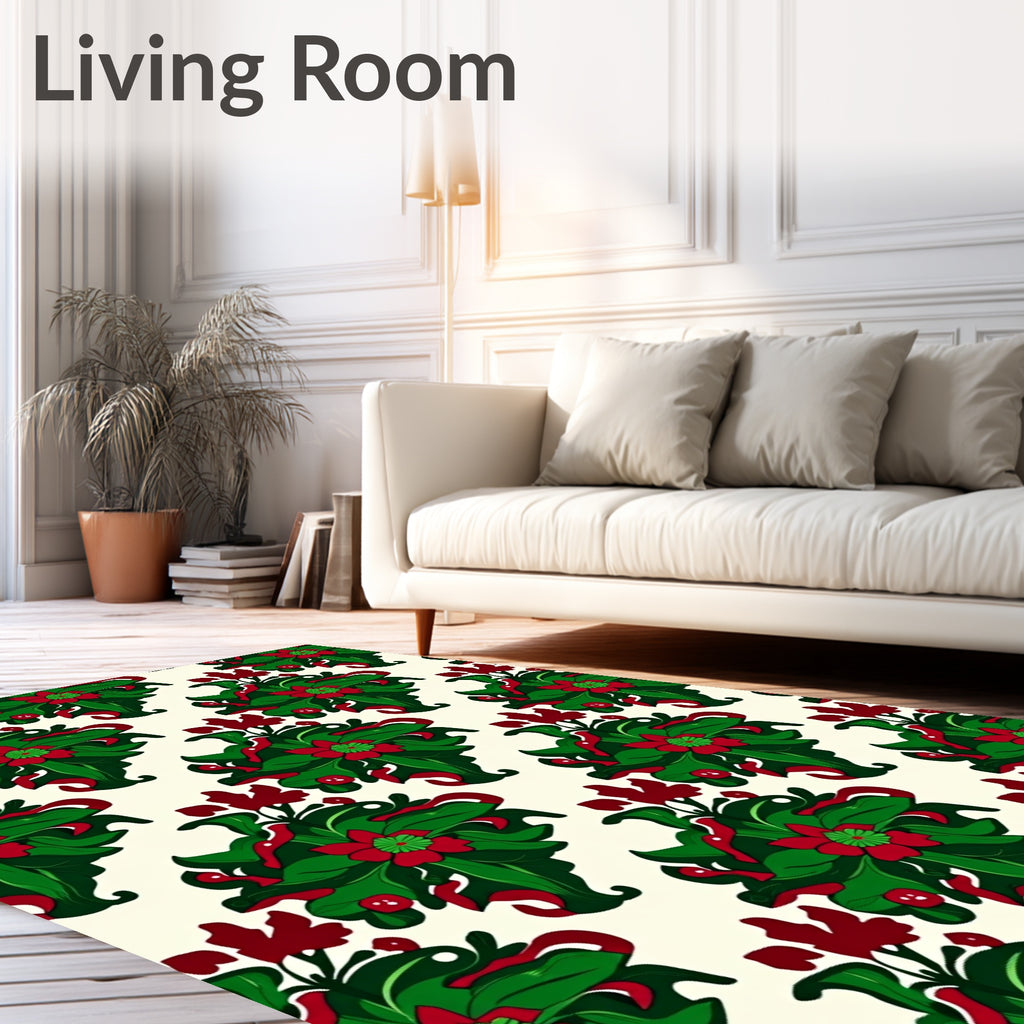 Emerald Green Ruby Floral Garland Rug