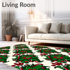 Emerald Green Ruby Floral Garland Rug
