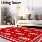 Crimson White Snowflake Medallion Rug