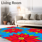Vibrant Red Flower Garden Design Rug