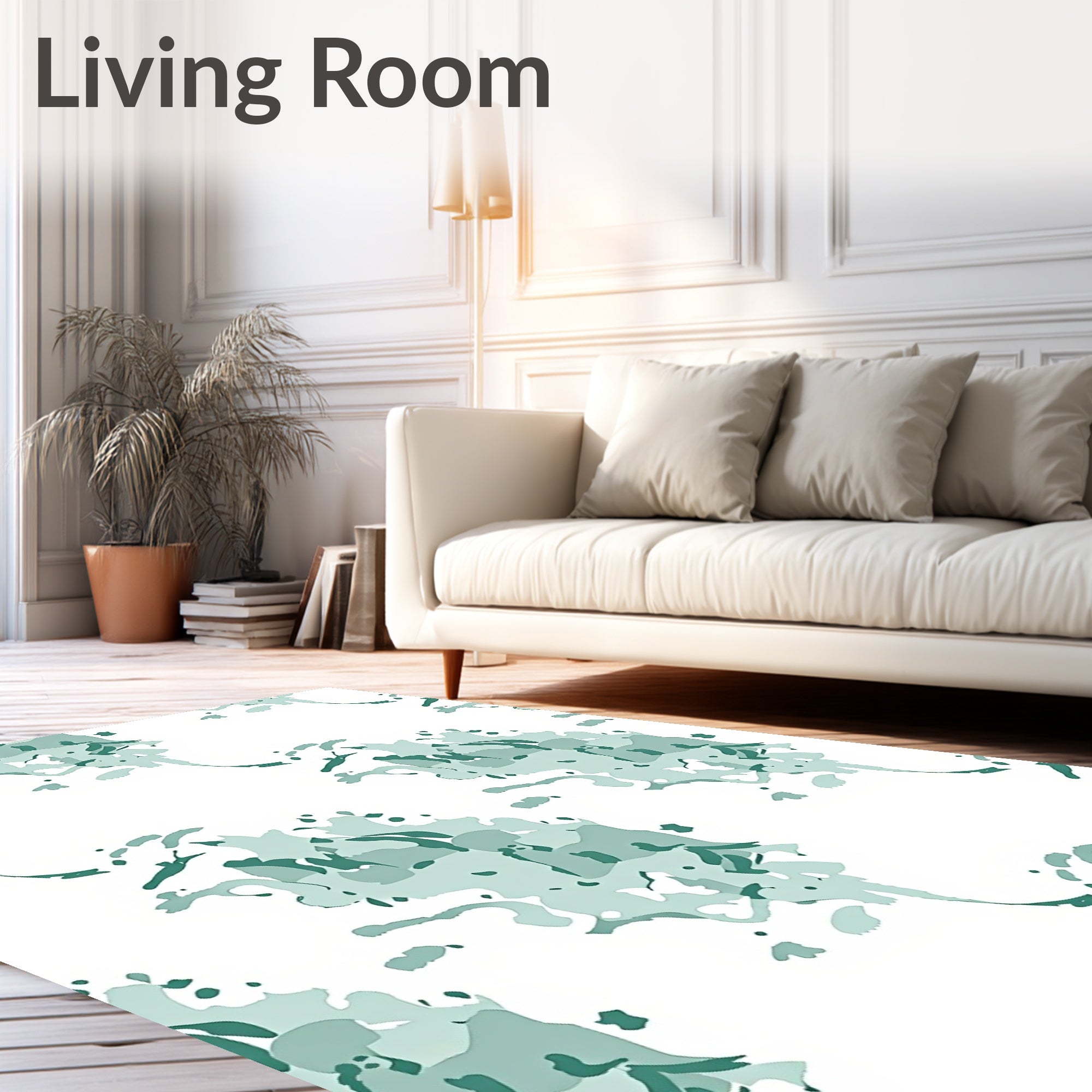 Teal Splash Abstract Brushstrokes Rug