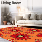 Vibrant Red Golden Floral Accordion Rug