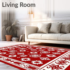 Red Snowflake Festive Winter Rug