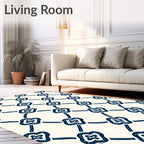 Navy Blue Quatrefoil Lattice Rug