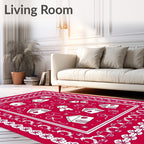 Red Gingerbread Village Characters Rug