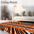 Bold Orange Black White Zebra Stripes Rug