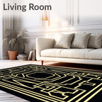 Golden Geometric Art Deco Frame Rug
