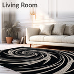 Abstract Beige Swirl Vortex Rug