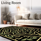 Pale Green Leaf Geometric Symmetry Rug