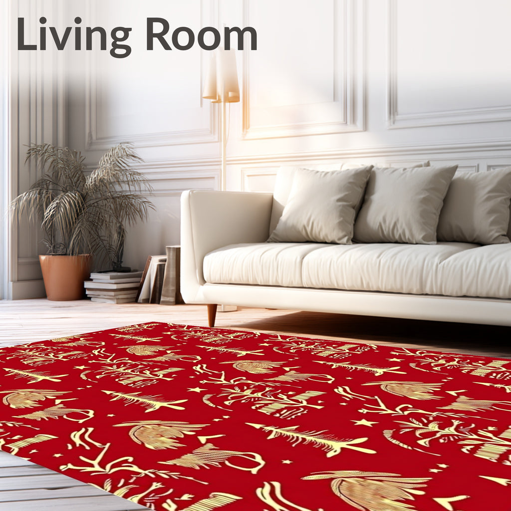 Golden Harvest Red Forest Scene Rug