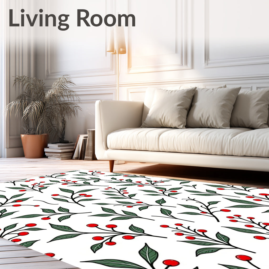 Red Berry Branch Garland Repeating Rug