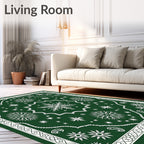Deep Green Snowflake Starburst Medallion Rug