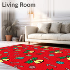 Festive Red Christmas Icons Repeat Rug