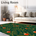 Green Pine Garland Red Ornament Rug