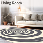 Dark Gray Cream Swirl Rug