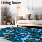 Cozy Winter Village Snowflakes Rug